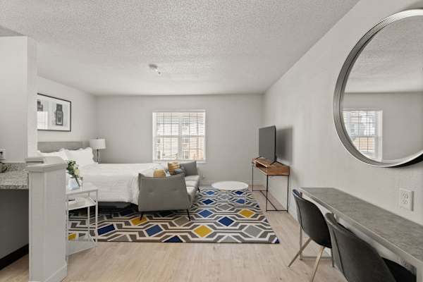 Well lit studio apartment at AVIA North Shore Apartments, Jeffersonville, Indiana